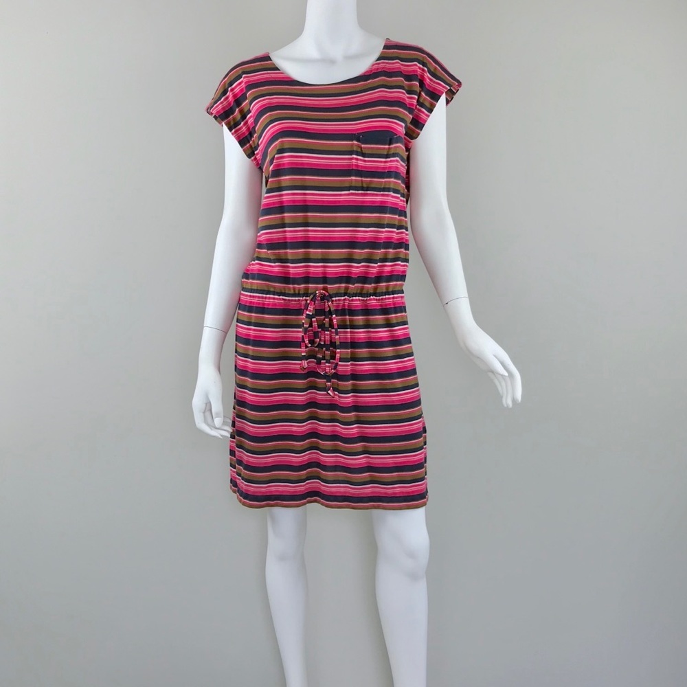 {Fossil} Multi Striped Drawstring Mini Shirt Dress - Picture 2 of 6